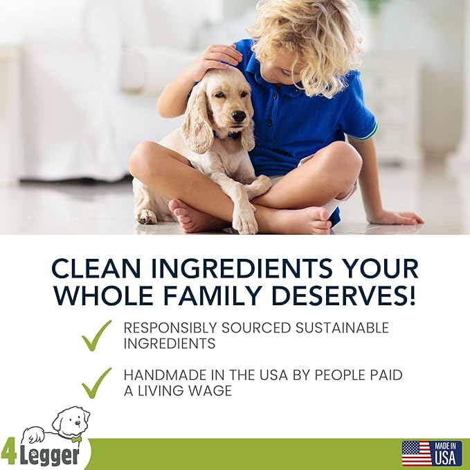4-Legger Certified Organic Dog Shampoo - All Natural and Hypoallergenic with Aloe and Lemongrass, Soothing for Normal, Dry, Itchy or Allergy Sensitive Skin - Biodegradable - Made in USA - 16 oz