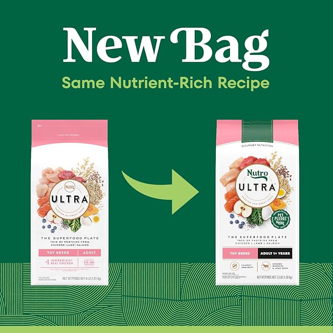 Nutro Ultra Adult Toy Breed Dry Dog Food, Chicken, Lamb and Salmon Protein Trio, 3.5 lb Bag