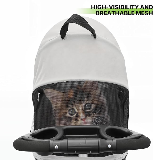 Magshion Foldable Pet Stroller, 3-in-1 Dog Travel Jogger with Detachable Carrier, Cup Holder, Storage Basket, Folding Carrier for Small/Medium Dogs & Cats Up to 33 lbs, Black