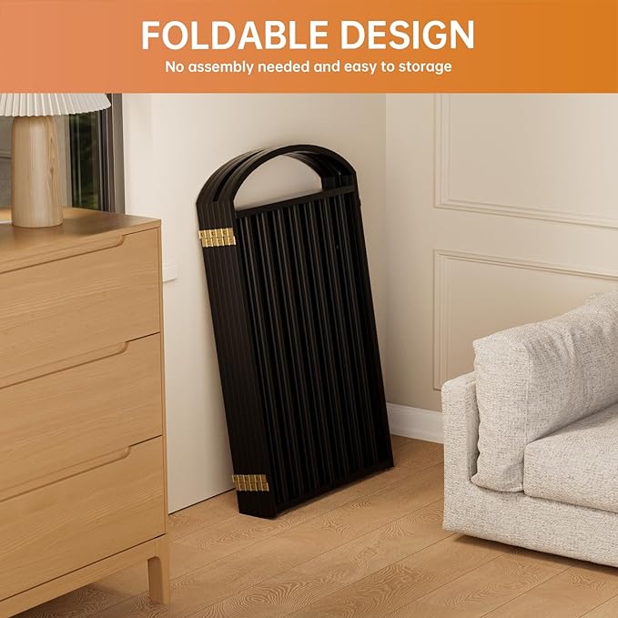 6 Panles Full Matel Freestanding Dog Gates with Door, 144"Extra Wide 36"Tall Free Standing Dog Pet Gate for Indoor & Outdoor. Foldable Pet Fences for Doorways, House, Stairs, Porch, Deck, Yard