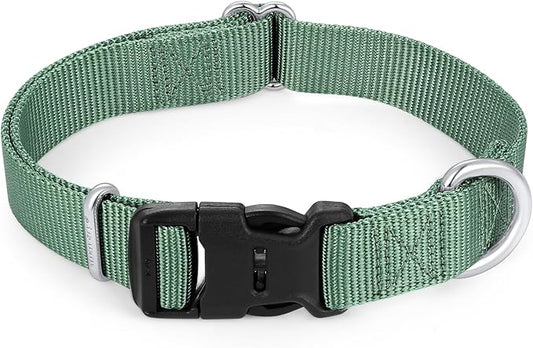 Mikivery Nylon Dog Collar with Quick Release Buckle Soft Adjustable Sturdy for Small Medium Large Dogs Emerald,M