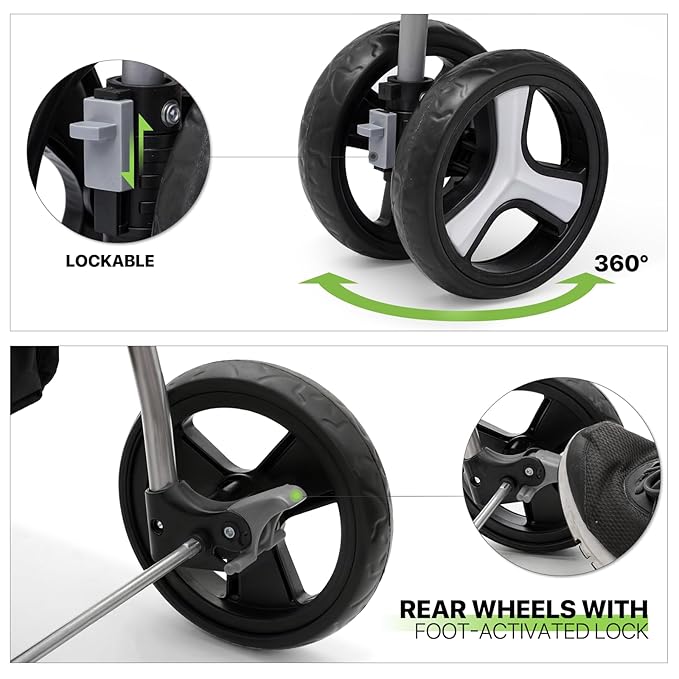 Magshion Foldable Pet Stroller, 3-in-1 Dog Travel Jogger with Detachable Carrier, Cup Holder, Storage Basket, Folding Carrier for Small/Medium Dogs & Cats Up to 33 lbs, Pink