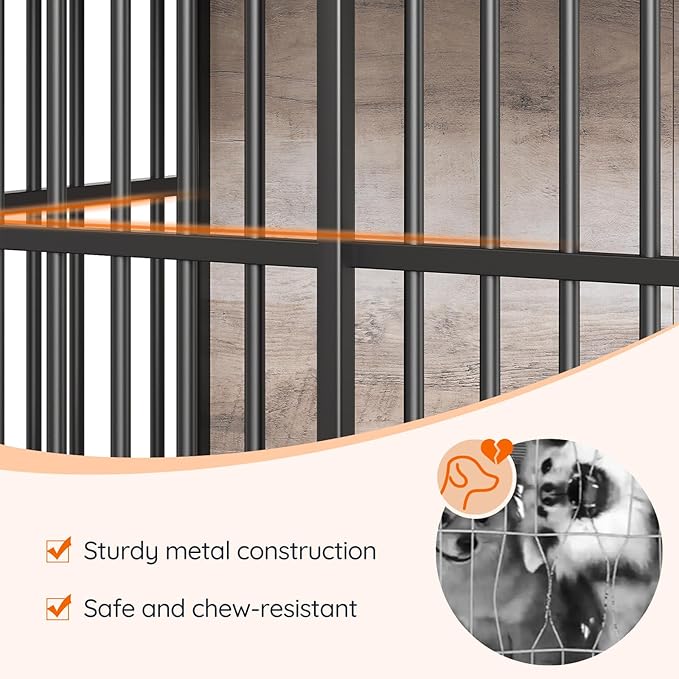 HOOBRO Dog Crate Furniture, 36.6" Heavy Duty Dog Kennel with Sliding Barn Door, Wooden Dog Cage Indoor, Decorative Side End Table for Small/Medium Dogs, Greige and Black GY162GW03G1