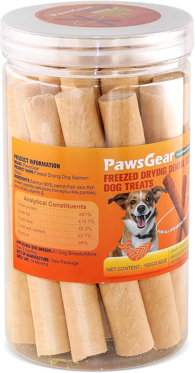 Salmon Sticks for Dogs,Real Salmon and Carrots,Easily Digestible,High Protein Dog Treat,Freshens Breath Healthy,for All Breeds (100g)