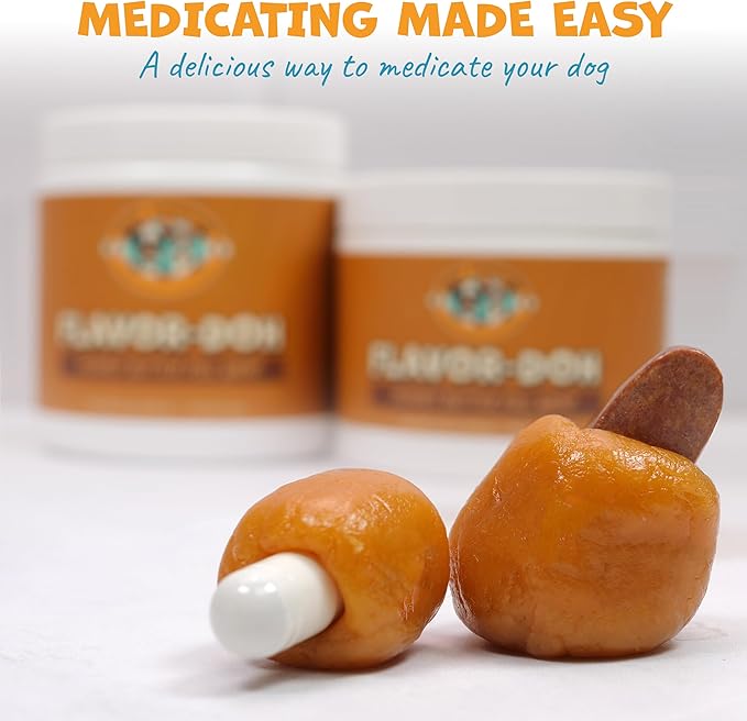 Flavor-Doh - Flavored Pill Wrap for Dogs to Hide Capsules, Create Pockets, and Form Pill Treats for Dogs - Easy-to-Use Treat Paste for Pet Medicine - Peanut Butter (8oz)