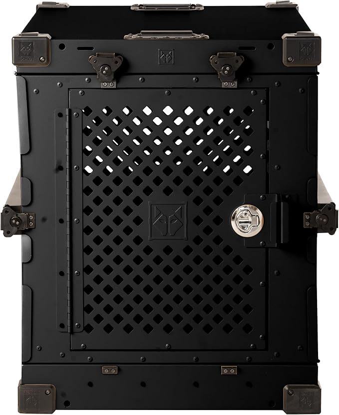 Impact Collapsible Dog Crate - Foldable Hard Crate for Large Dogs - Heavy Duty Travel Kennel with Powder-Coated Aluminum - Quick Setup for Indoor & Outdoor (Black, 40" (40.5" L x 23" W x 29" H))