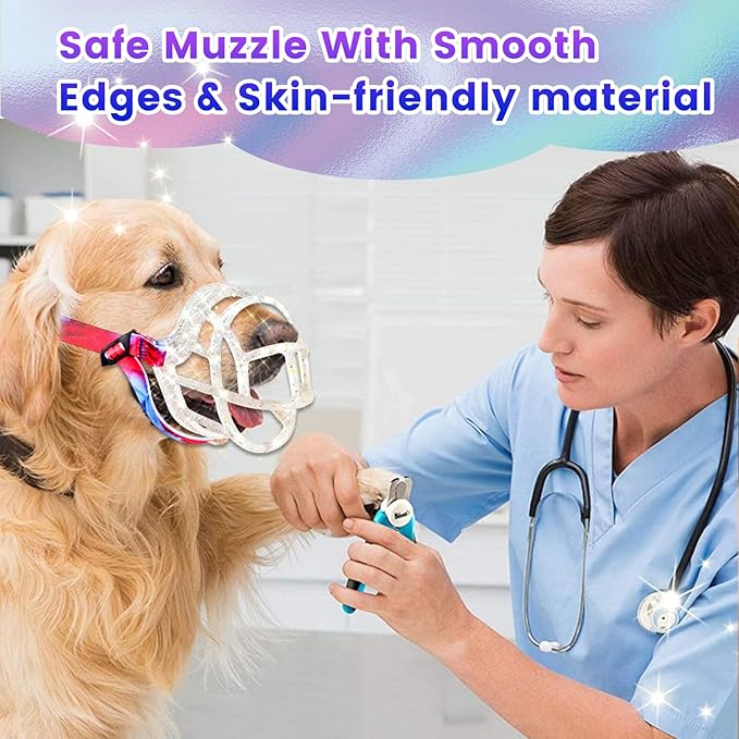 Basket Muzzle Allows Panting Drinking - Anti Biting Chewing, Suitable for Grooming Trimming Training, Transparent, Size 4