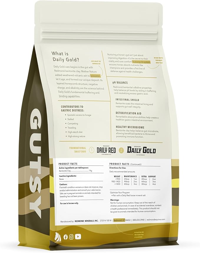 Redmond Daily Gold Stress Relief – Natural Digestive and Ulcer Supplement for Horses