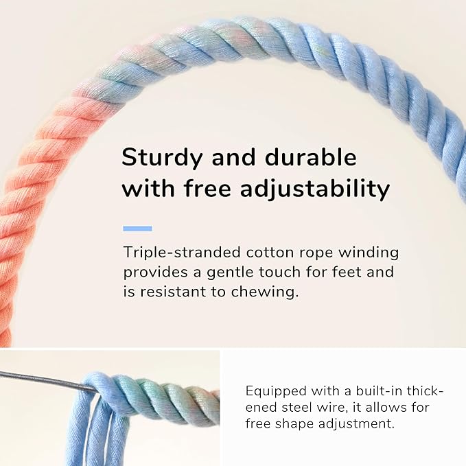 Multi-Color Rope Bird Perch Toys for Parrot Cage Stand, Climbing Swing Accessories for Cockatiel, Parakeets, Budgies, Lovebirds, Conures, Finches - 39.4 inch