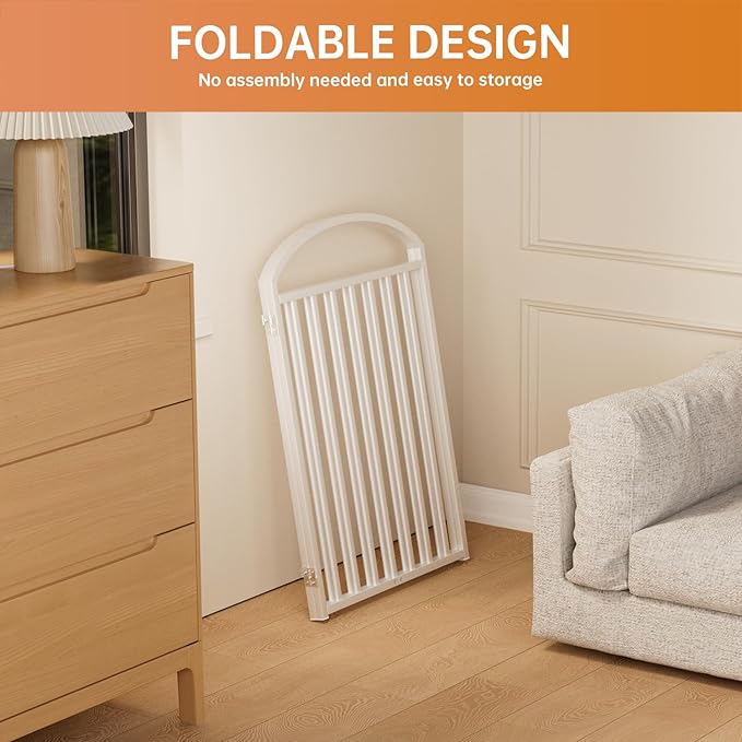 2 Panles Full Matel Freestanding Dog Gates with Door, 48"Extra Wide 32"Tall Free Standing Dog Pet Gate for Indoor & Outdoor. Foldable Pet Fences for Doorways, House, Stairs, Porch, Deck, Yard