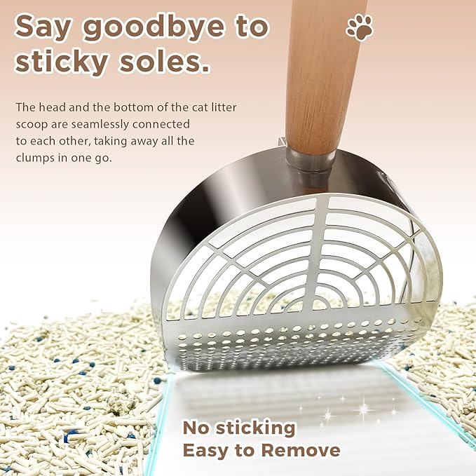Cat Litter Scoop, Litter Scooper, Metal Cat Litter Scoop, Stainless Steel Cat Litter Scoop, Kitten Pooper Lifter, Kitty Metal Scooper with Holder for Cat Litter Box Round Holes Easy Cleaning