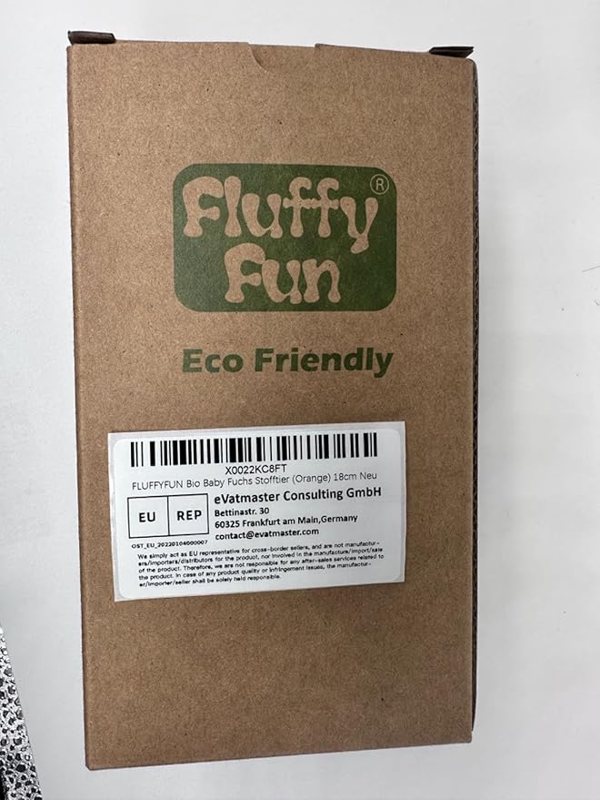 100% Organic Cotton Baby Toys Orange Fox Stuffed Animals for Newborn 7.1"