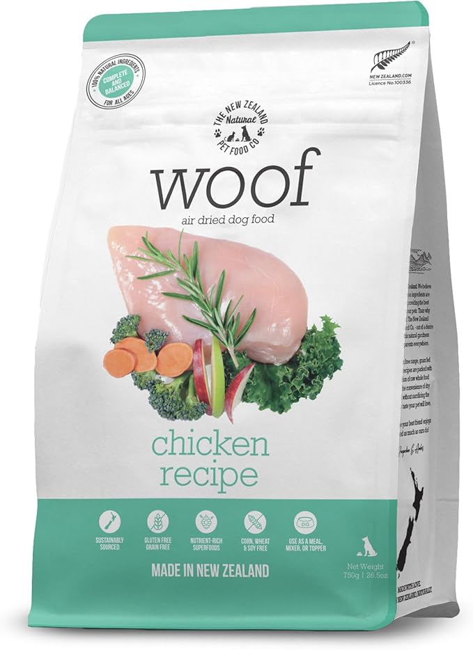 WOOF Air Dried Dog Bites - Chicken Recipe Dog Food High Protein Toppers for Dry Dog Food, Healthy Dog Food,26.5oz