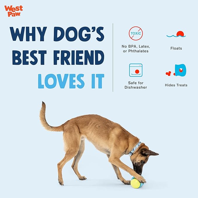 WEST PAW Zogoflex Limited Edition Toppl Treat Dispensing Dog Toy Puzzle – Interactive Chew Toys for Dogs – Dog Toy for Moderate Chewers, Fetch, Catch – Holds Kibble, Treats, Large 4", Periwinkle