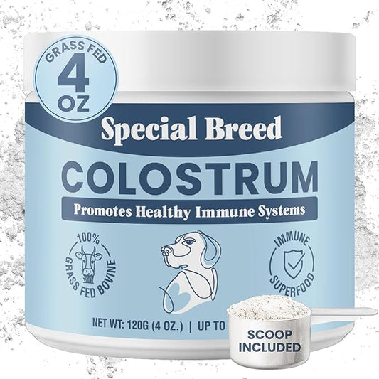 Special Breed Bovine Colostrum for Dogs and Cats, Immune Support Supplement for Allergy and Itch Relief, Grass Fed Colostrum Powder (120 Grams)