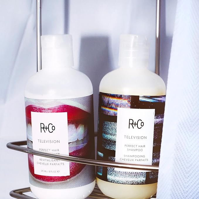 R+Co Television Perfect Hair Shampoo & Conditioner Set + Sample (0.5oz) | Lightweight + Smoothing + Volume | Vegan + Cruelty-Free | 8.5oz (pack of 2)
