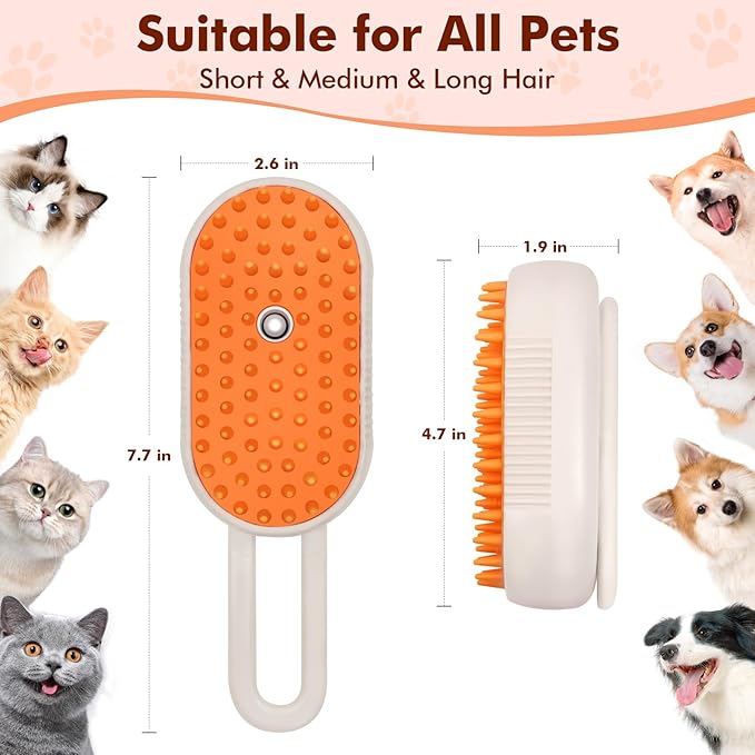 Cloud Care Cat Brush, Cat Steam Brush for Shedding, 4-In-1 Self-Cleaning Pet Steam Brushs for Long and Short Hair Cats and Dogs Grooming Supplies