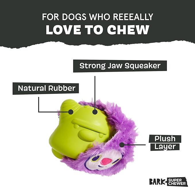 Barkbox Torbert The Troll Dog Toy for Large Dogs, Natural Rubber with Wacky Bounce Perfect for Aggressive Chewers and Long-Lasting Playtime