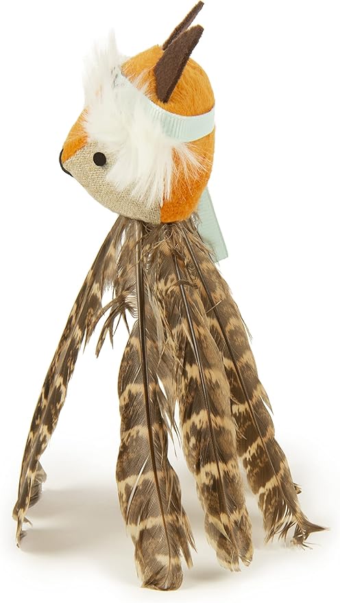 SmartyKat Toss-A-Fox Feather Toss & Chase Cat Toy, Randomly Selected Color - Brown OR White, One Size