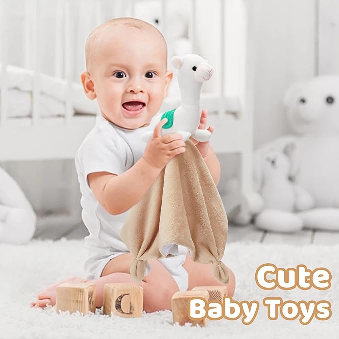 Pro Goleem Llama Security Blanket Soft Loveys for Babies for Boys and Girls Newborn Lovie Infant Blankie Llama Baby Stuff Baby Snuggle Toy Stuffed Animal Baby Gifts 14 Inch