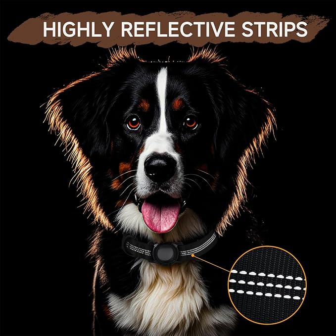 Dog Collar Compatible with Airtag, with Waterproof Cover, Multiple Colors, Multiple Sizes, Breathable Cotton and Linen Material, Suitable for Small, Medium and Large Dogs
