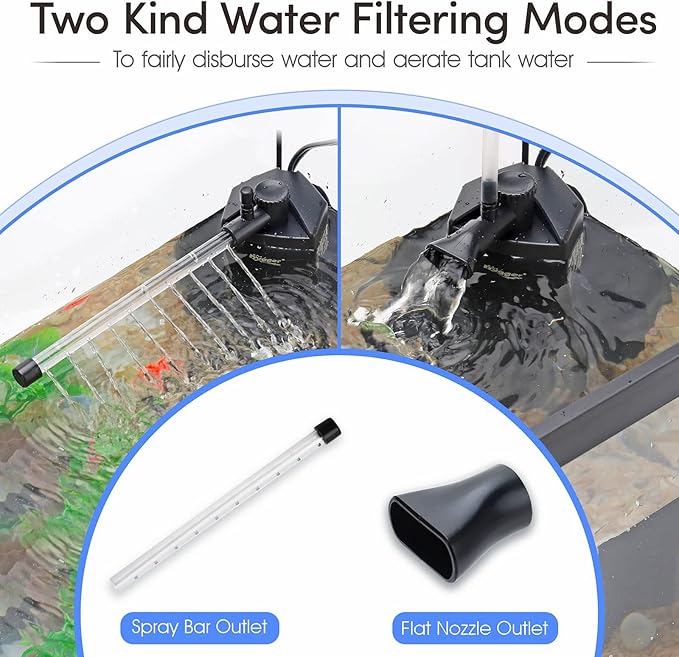 hygger Submersible Aquarium Power Filter 120 GPH for 10-20 Gallon Fish Tank Corner Internal Filter with Bio Ball Sponge 3-Stage Filtration System