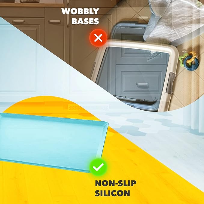 TidyFriend 2 Pack Dog Pee Pad Holder Tray Fits for 24” x 24” Wee Wee Pee Pads - Stable Grip, Raised Edges, Quick-Wipe Silicone Surface Dog Potty Tray Holder for Indoor Flooring Protection (Sky Blue)