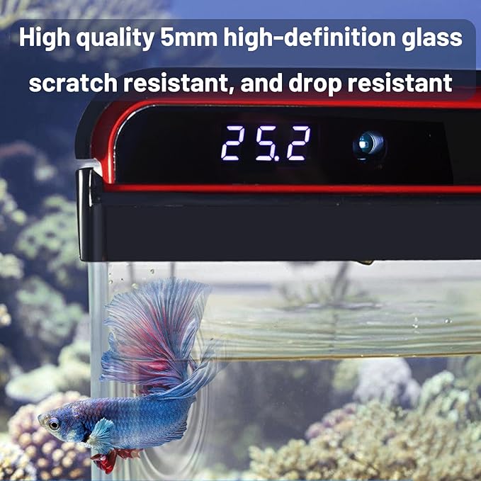 5 Gallon Glass Fish Tank Aquarium Starter Kit - Self-Cleaning, Ultra-Quiet Filter Pump, 3-Color LED Lights, Smart Temp Monitoring for Betta Fish, Shrimp, Kids Gift