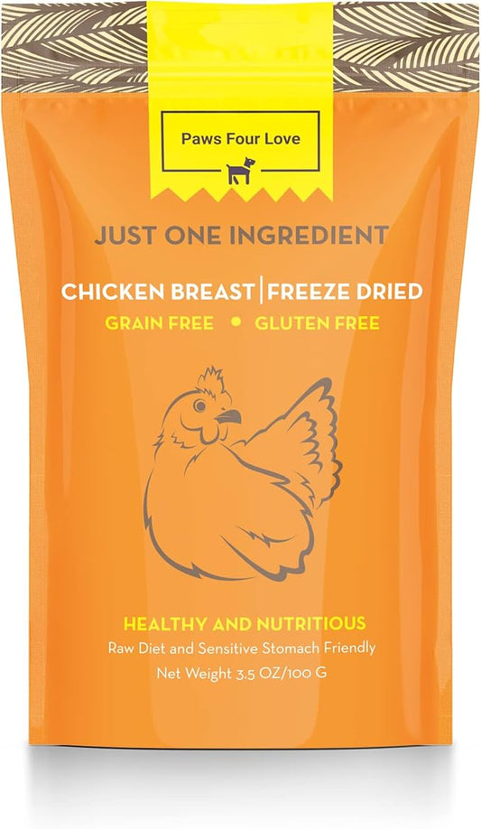 Organic Freeze Dried Dog & Cat Treats - Single Ingredient, Grain Free Food Toppers for Healthy Pets, No Fillers or Preservatives (1 Bag, Chicken)
