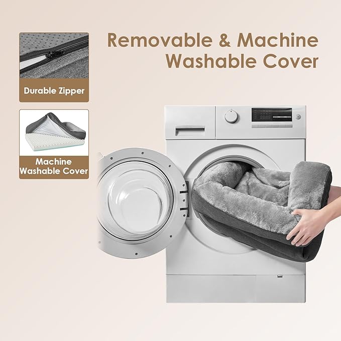 EHEYCIGA Memory Foam XXL Dog Bed for XLarge Sized, Extra Large Orthopedic Dog Sofa with Sides and Waterproof Liner, Washable Bolster Pet Couch with Removable Cover, 52x41x8 Inch, Grey