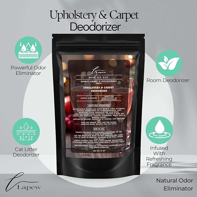 Rosé All Day Carpet Freshener Powder: Powerful Odor Eliminator for Home, Upholstery Deodorizer, Carpet Deodorizer, Pet Urine, Cat Litter Box - Rosé All Day Fragrance.