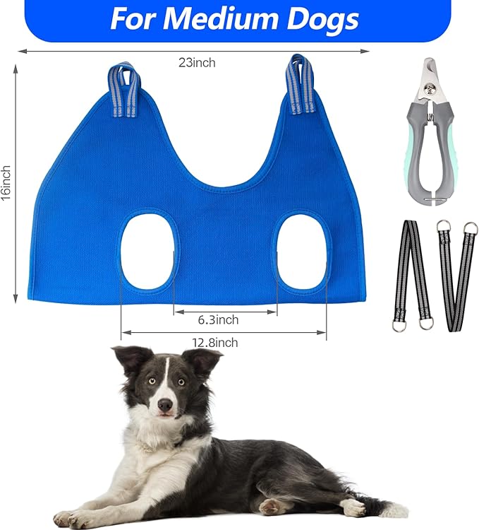 Pet Dog Grooming Hammock Harness for Medium Dogs Nail Trimming, Dog Sling for Cutting Nails, Dog Hanging Holder Hanger for Clipping Nails with Nail Clippers, Nail File, Scissors