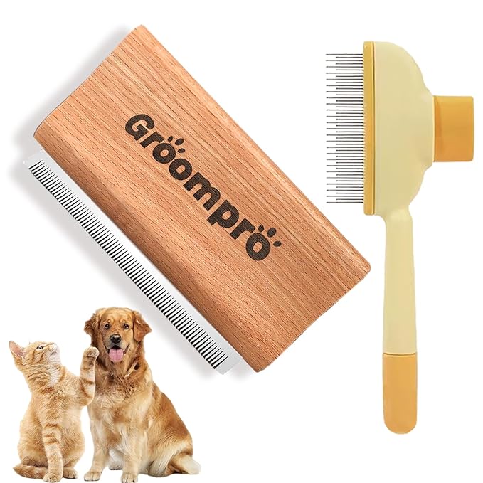 Groompro Deshedding Brush, Dog Brush for Shedding, Zen Brush for Cats,Cat Brushes Dog Brus Pet Hair Removal Tool, Painlessly Remove for Short & Long Hair(L(5.3 inch))
