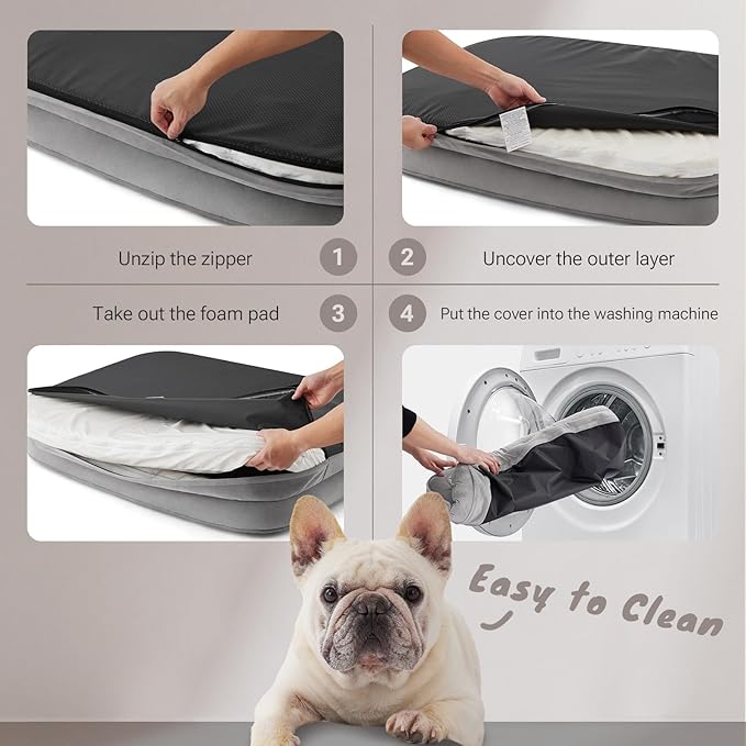 Soft Touch Orthopedic Dog Bed for Medium Dogs with Faux Fur Top, Waterproof Pet Couch Bed with Removable Washable Cover and Supportive Foam Filling (Grey, Medium)