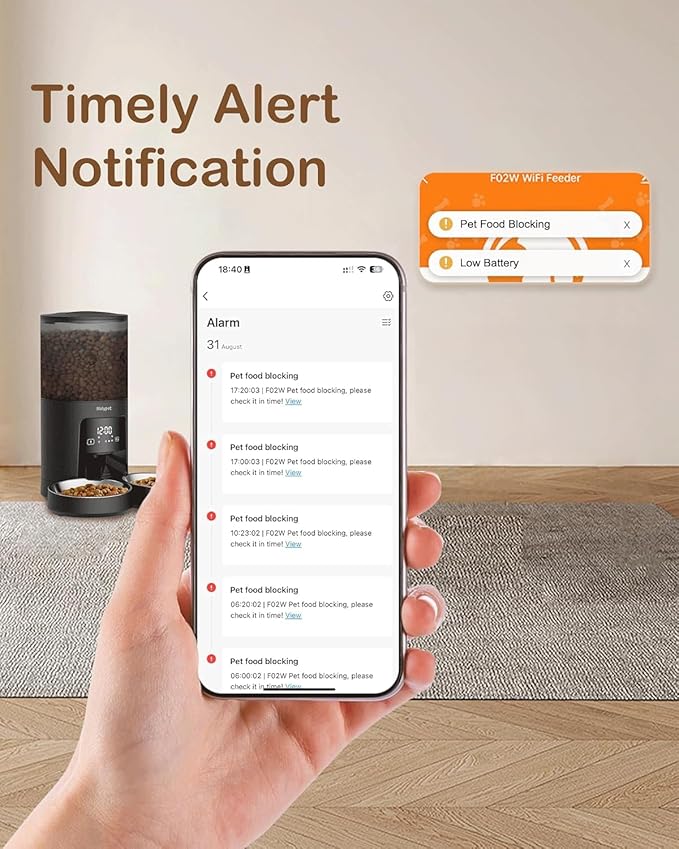 Automatic Cat Feeder 2 Cats - 5G WiFi Pet Feeder with APP Control, 6L Dry Food Dog Feeder with Blockage Alarms, 1-10 Meals Per Day