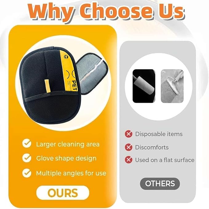 Pet Hair Removal Glove for Cats & Dogs,Pet Hair Remover Electrostatic Gloves,Efficient Pet Grooming Gloves,Reusable Cat & Dog Hair Remover for Couch, Furniture, Carpet, Curtain(3PC)