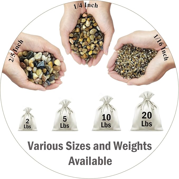 20 lbs Pea Gravel Pebbles for Indoor Plants, 2/5 Inch Mixed Color River Rocks for Aquarium, Succulent, Vase, Bonsai, Garden, Plant Soil Cover and Outdoor Landscaping Rocks