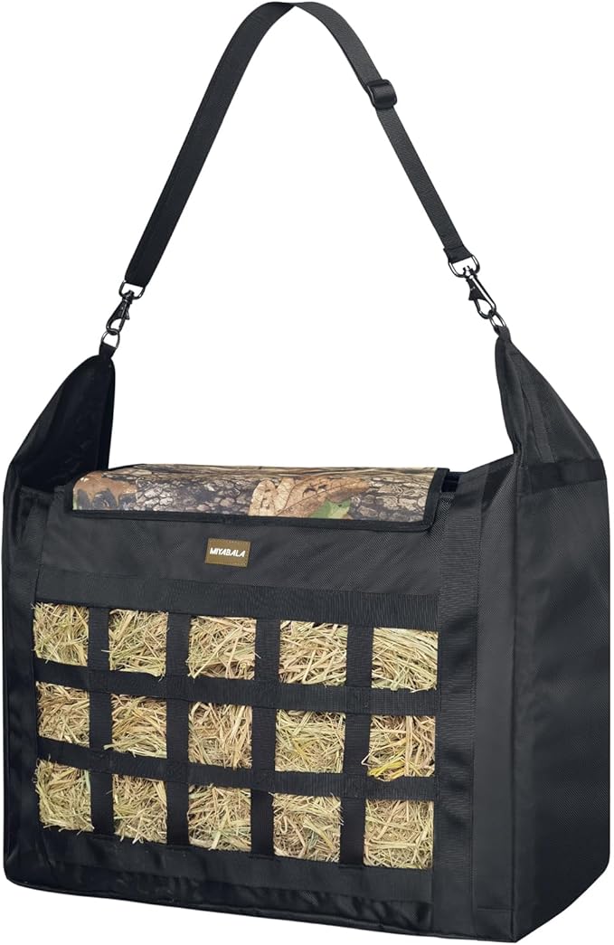 Hay Bag for Horses,Slow Feeder for Horse/Donkey/Goat, Premium 1680D Oxford Cloth,Easy to Fill and Hang with Extra Large Opening（Camo）