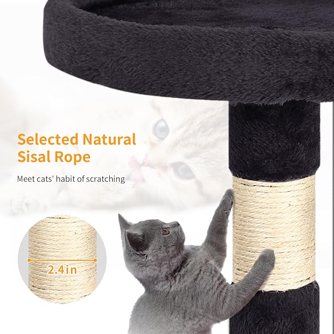 BestPet Cat Tree 36 inch Tall Scratching Toy Activity Centre Cat Tower Cat Condo Multi-Level Furniture Scratching Posts for Indoor Cats,Dark Gray