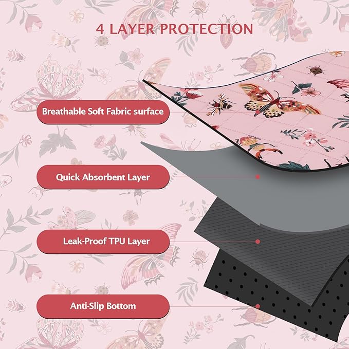 IEUUMLER Washable Pee Pads for Dogs, 1 Pack Insect Pattern Reusable Waterproof Puppy Potty Pads, Non-Slip Absorbent Pet Training Pads for Playpen Crate Bed EU014