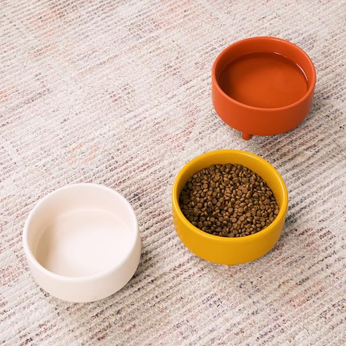 Waggo Uplift Ceramic Dog Bowl for Small Medium and Large Breeds - Heavyweight and Durable Pet Food and Water Dish Crock, Dishwasher Safe, Modern, Elevated Feeder (Buttercream, Medium)