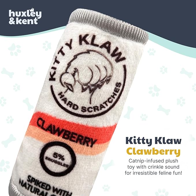 Huxley & Kent Plush Cat Toy - Interactive Catnip Toy for Cats & Kittens - Soft Kitty Toy with Crinkle & Catnip - Fun Indoor Play Toy - Kitty Klaw Clawberry