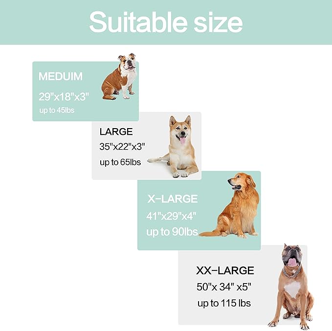 Orthopedic Memory Foam Dog Bed, Cooling Dog Beds Waterproof Pet Bed for Crate with Removable Washable Cover, L(35inch,65Lbs)