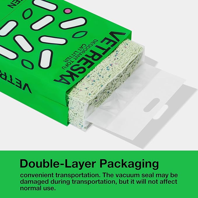 VETRESKA Tofu Cat Litter, Natural Kitty Litter Strong Clumping Flushable Cat Litter Pellets Ultra Absorbent, Odor Control, Dust-Free, Low Tracking Eco-Friendly Tofu Litter, Greentea(5.5lb×4bags)