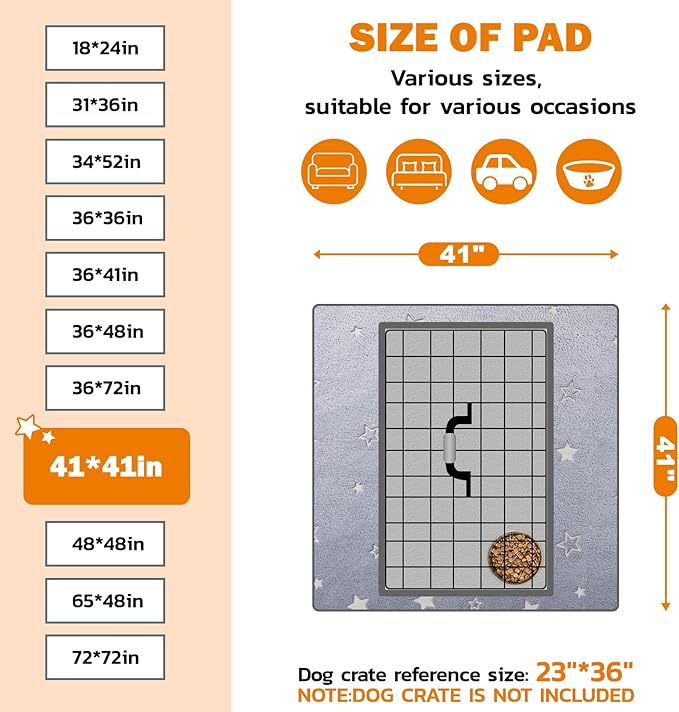 LOOBANI Washable Pee Pads for Dogs, Fast Absorption Reusable Puppy Pads, Waterproof Whelping Mats, Non Slip Training Pet Playpen Mat for Floor, Dog Crate, Grey 2 Pack 41 x 41 in