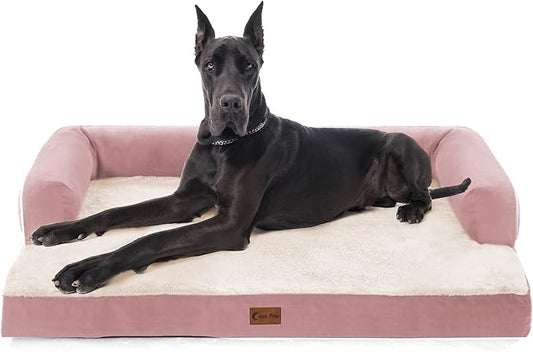 XXL Dog Bed with Bolsters, Orthopedic Dog Beds for Extra Large Dogs, Waterproof Dogs Beds XLarge with Removable Washable Cover, Nonskid Bottom (XX-Large,Pink)