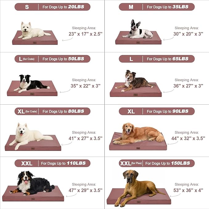 Outdoor Dog Bed for Medium Dogs, Waterproof Dog Bed for Medium Dogs Cats, Orthopedic Egg Crate Foam Pet Bed with Washable and Removable Oxford Cover, Pink
