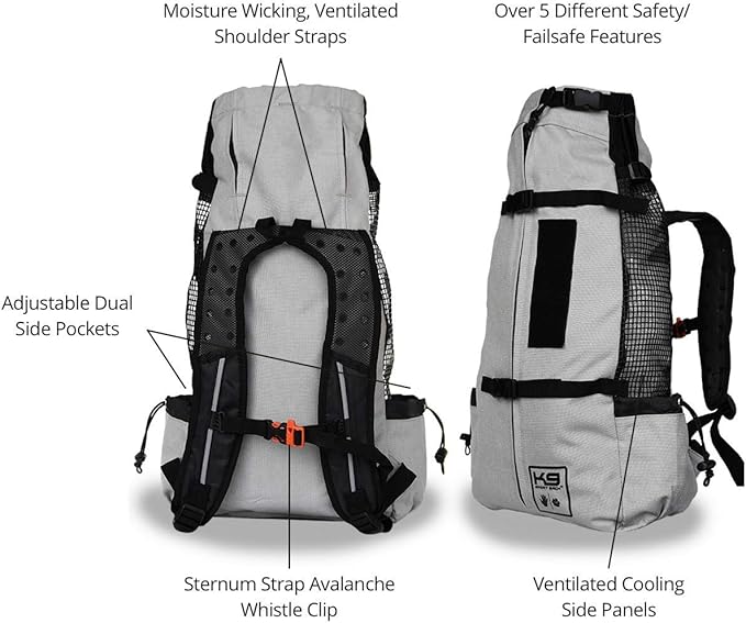 K9 Sport Sack Air 2 - Small, Light Grey - Ideal for Dogs with 13-16” Back Length - Durable, Breathable Backpack-Style Carrier - Perfect for Walks, Short Hikes & Public Transportation