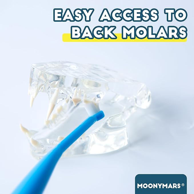 Small Dog Toothbrush, Cat & Puppy Tooth Brushing Kit, Ultra Soft & Mini Head Teeth Brush for Kitten & Tiny Pet, Doggy Toothbrushes Deep Dental Cleaning, 2 PCS - Blue