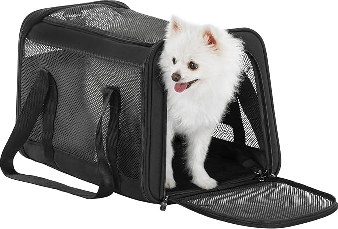 Petsfit Cat Carrier Dog Carrier, Large Capacity Lightweight Soft-Sided Pet Carrier for Travel, with Adjustable Shoulder Strap, Auto Locking Zipper Head and Washable Fleece Pad